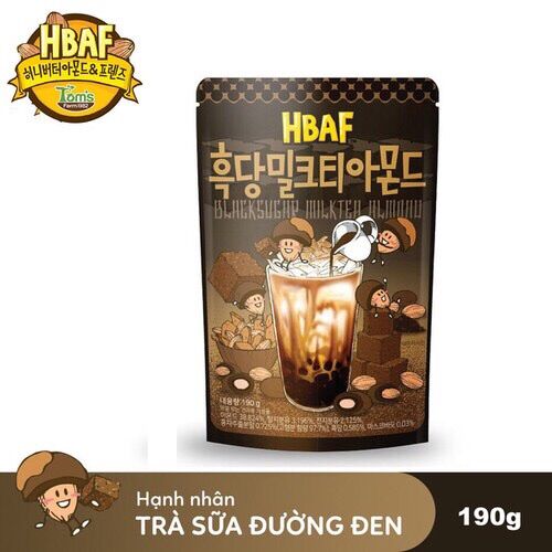 Hạt hạnh nhân tẩm vị trà sữa đường đen hbaf gói 190g