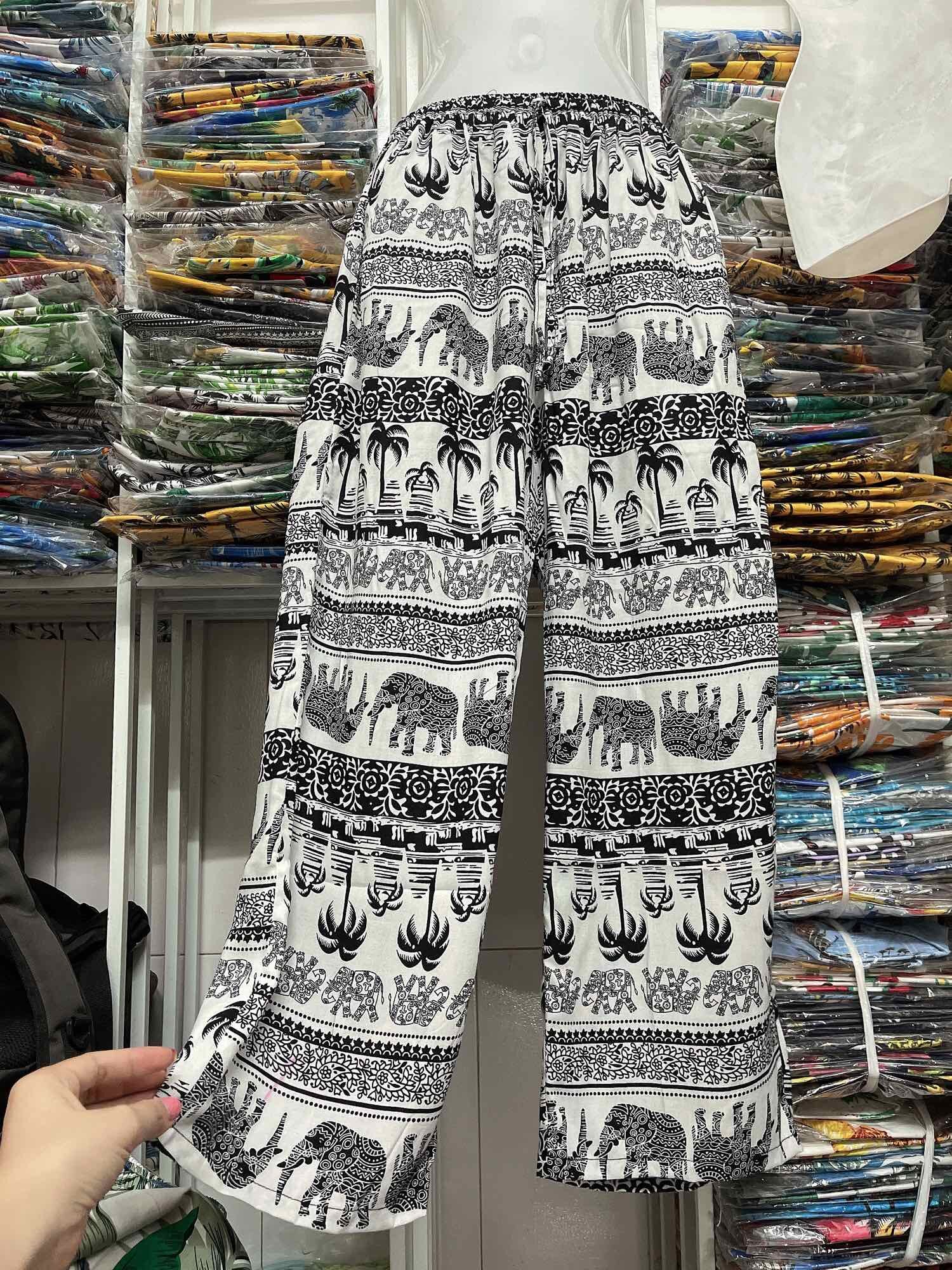 (Bigsize 85kg) Quần dài thổ cẩm con voi nam nữ ( ống suông)