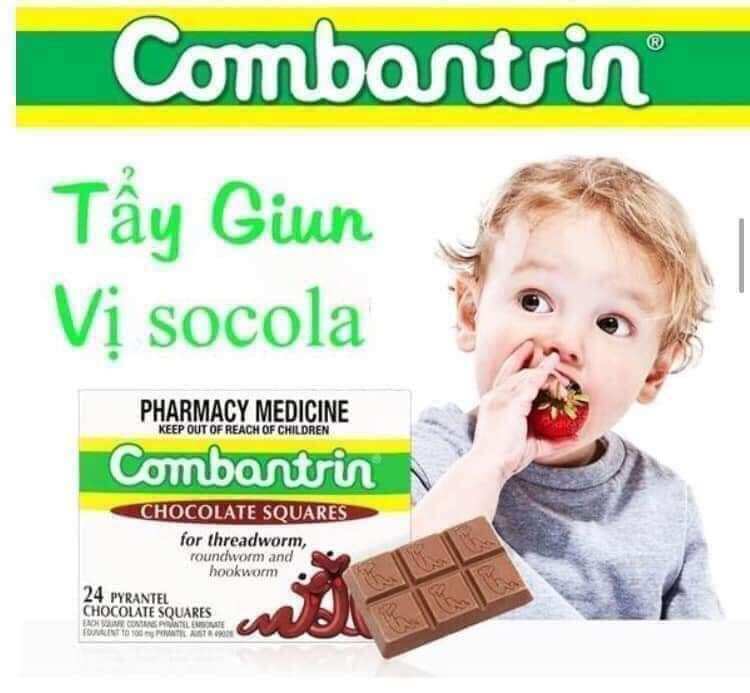 Tẩy giun Combantrin Úc dạng socola tách lẻ 1 vỉ