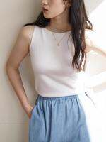 HUOLISI | Áo Knit Slim Không T Tay Vintage Sọc