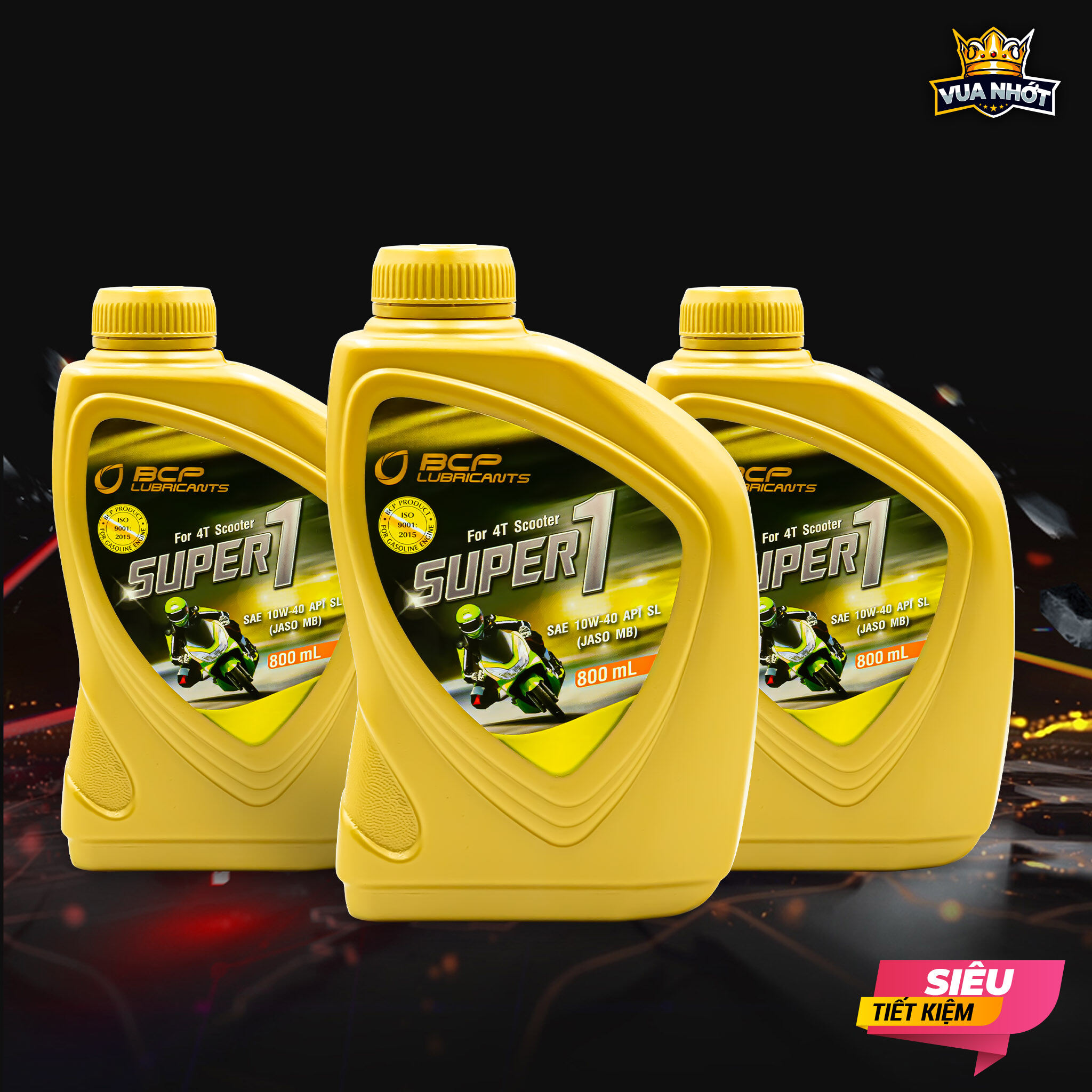 Combo 3 chai nhớt xe ga bcp super 1 sae 10w40, api sl, jaso mb, dung tích 800ml - nhớt động cơ nhập khẩu thái lan dành cho xe vision, airblade, nouvo, grande, lead