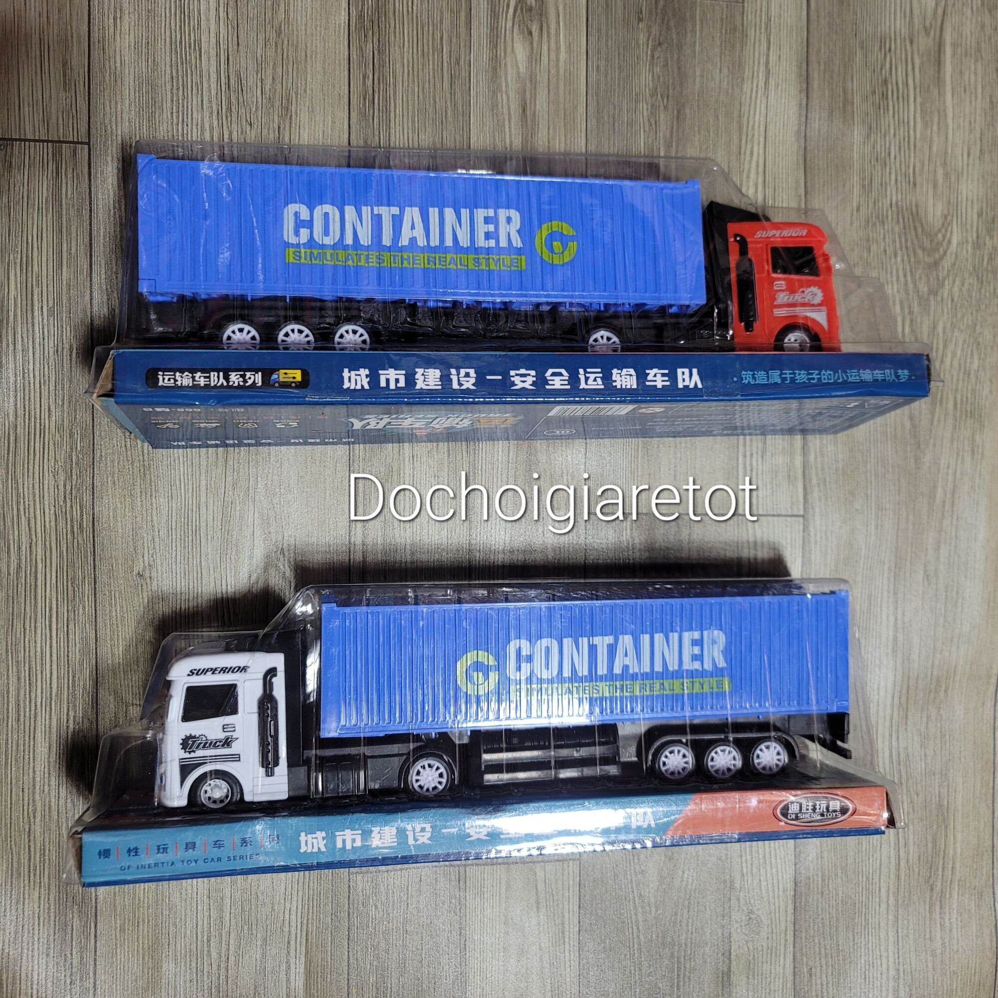 Đồ chơi xe tải container đông lạnh có trớn cho bé 30cm (ảnh thật)