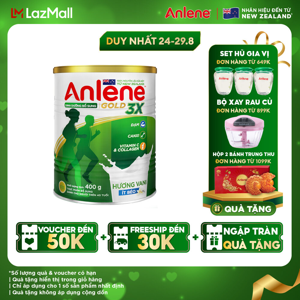 Sữa bột anlene gold 3x hương vani lon 400g