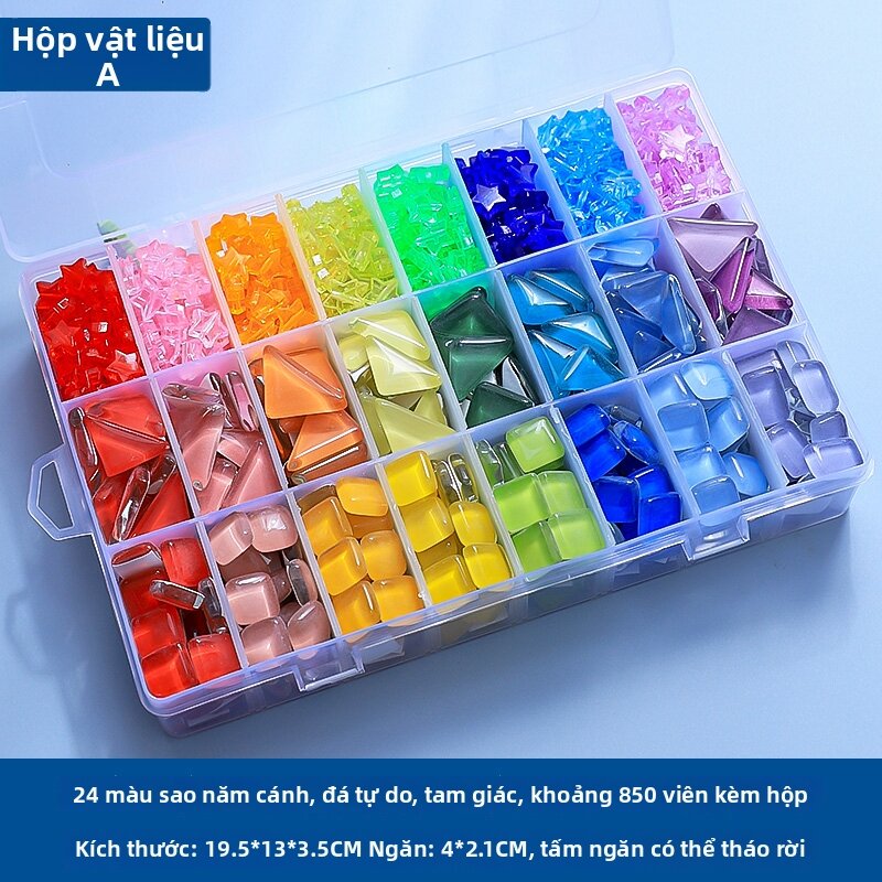 Vật Liệu Trang Trí Thủ Công Tự Làm Mosaik Tự Do Đá Pha Trộn Hạt Pha Lê Vật Liệu Thủ Công Sáng Tạo Cho Trẻ Em Từ 5-14 Tuổi