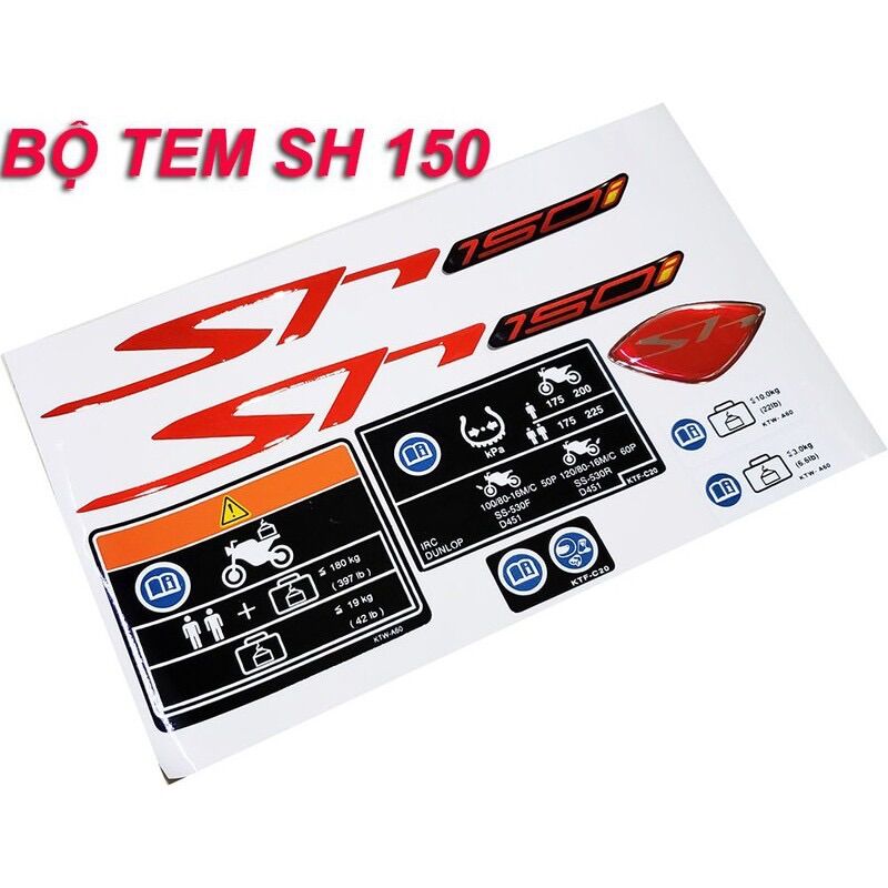 Tem thông số sh 150i đỏ phản quang