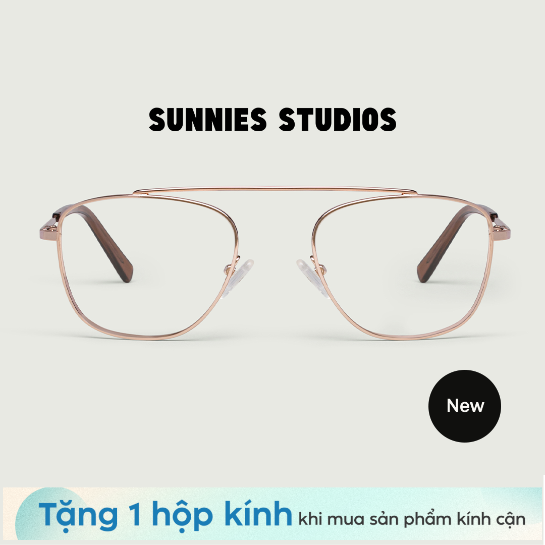 Gọng Kính Cận Sunnies Studios Phi Công Cliff White Gold