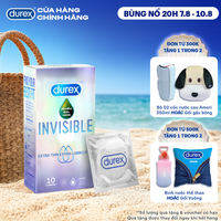 Bao cao su Durex Invisible siêu mỏng, thêm bôi trơn, size 52mm, hộp 10 bao