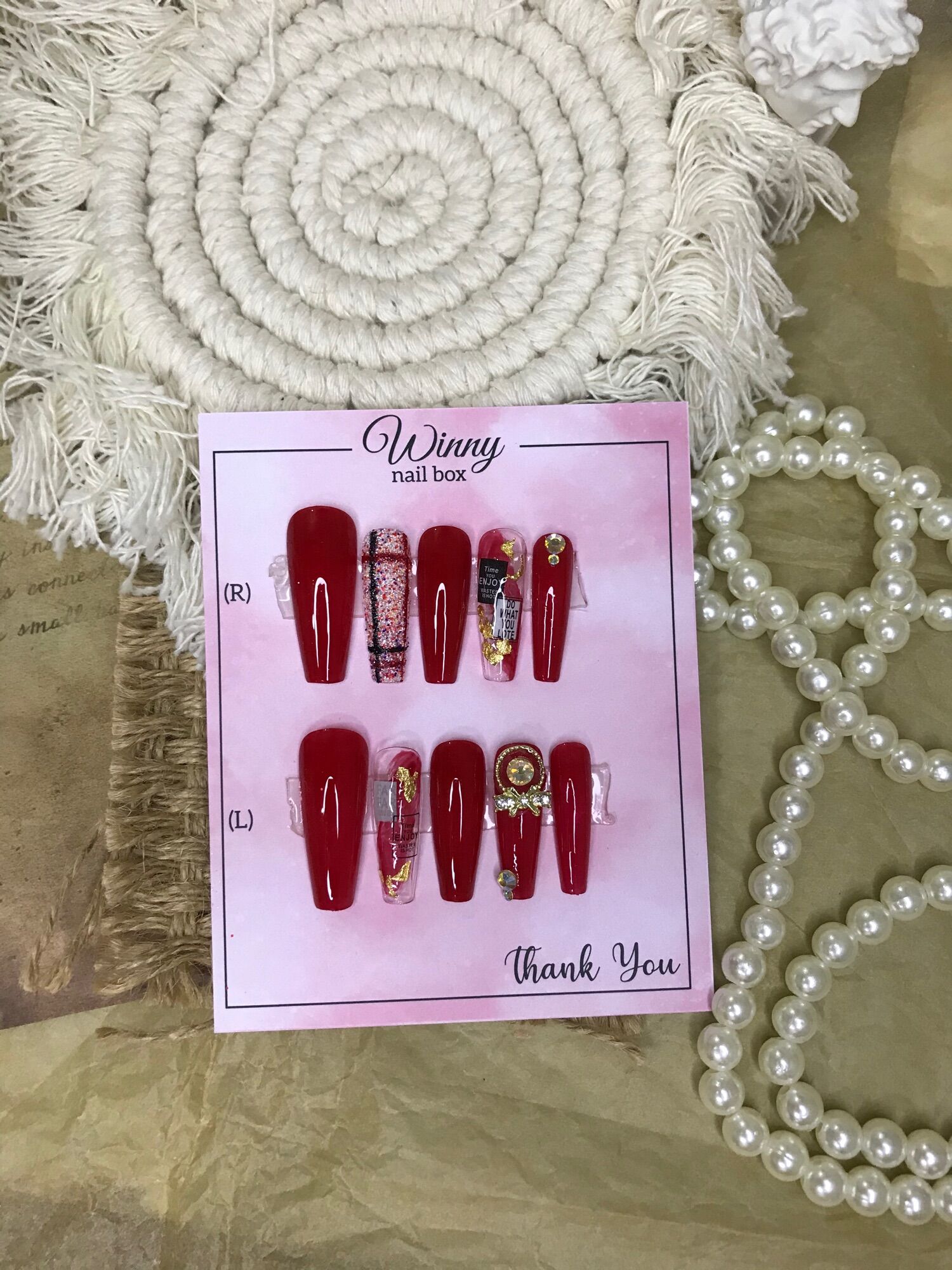 Nailbox móng up móng giả đỏ Tết