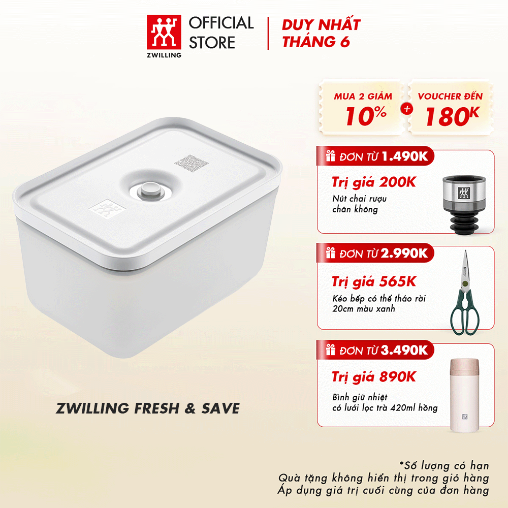 Hộp bảo quản thực phẩm zwilling fresh & save bằng nhựa bpa-free size l