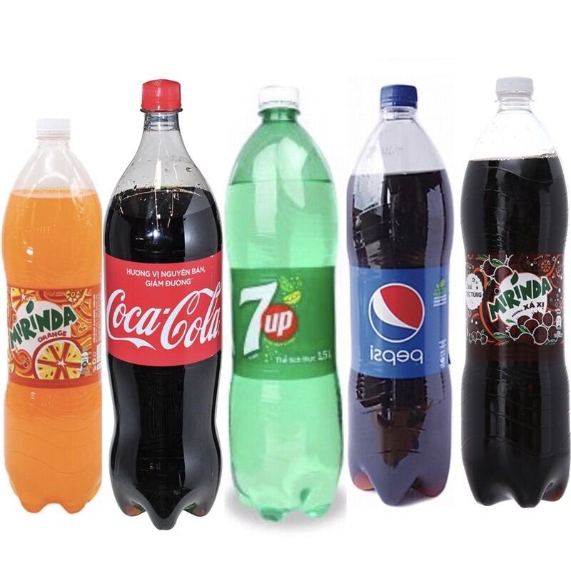Nước Ngọt có gas Chai 1.5 Lít Pepsi, Coca, 7 up và Mirinda Xá xị