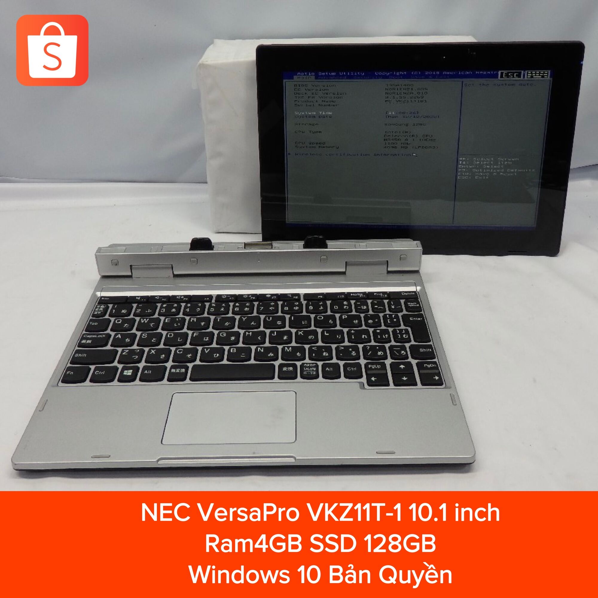 Laptop 2 trong 1 NEC VKZ11T-1 10.1 inch CPU N3450 1.1GHz 4GB SSD 128GB