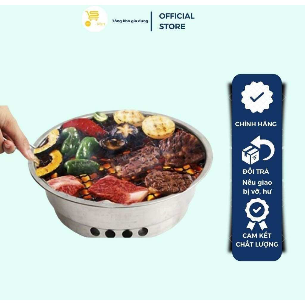 Lò Nướng Tròn Nhỏ MB, Bếp Nướng Than Inox Kèm Vỉ Tiện Dụng MTA-MART2