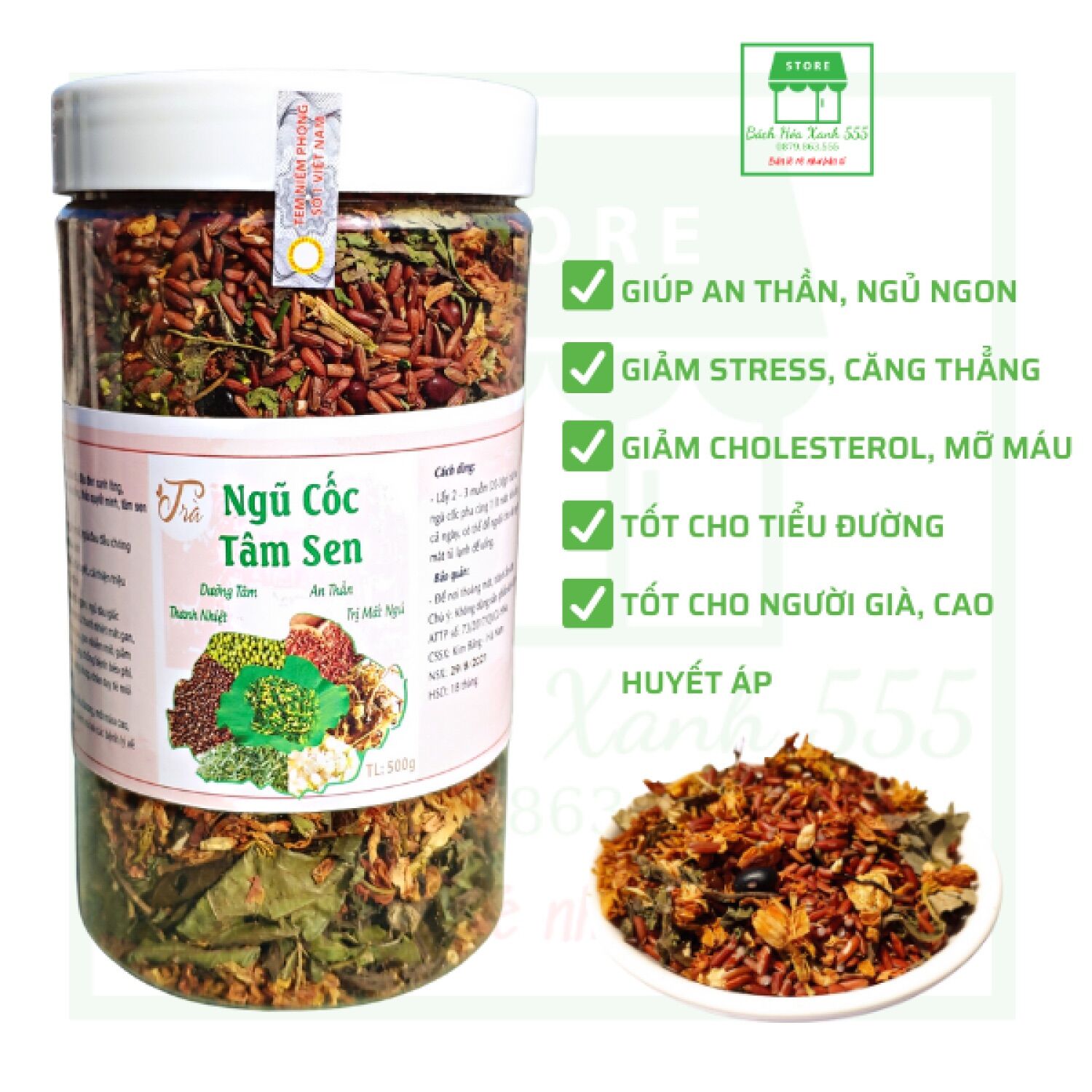 Trà ngũ cốc tâm sen 500gr