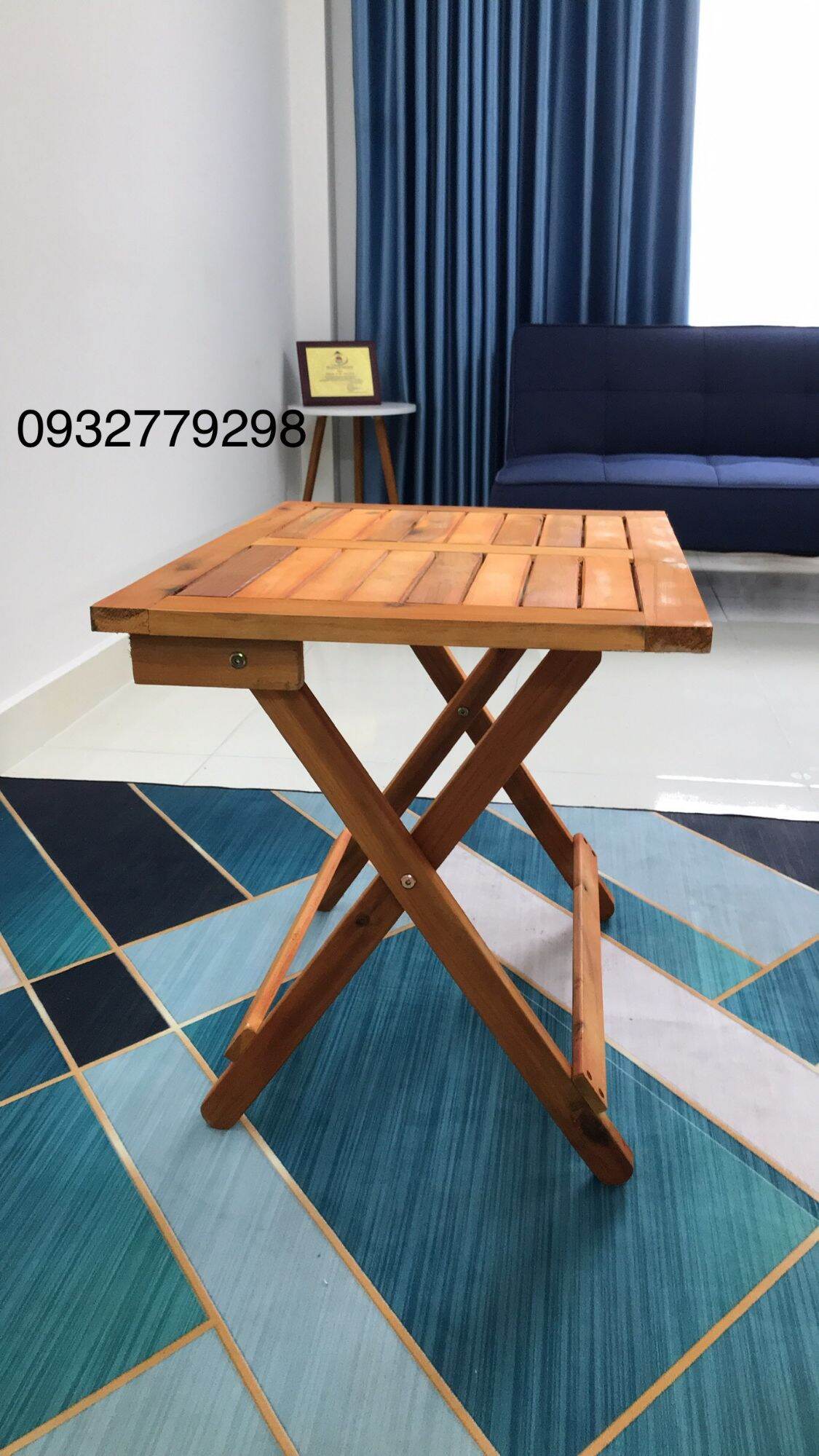 (Giá siêu tốt) Bàn gỗ cafe mặt chữ nhật xếp gọn
