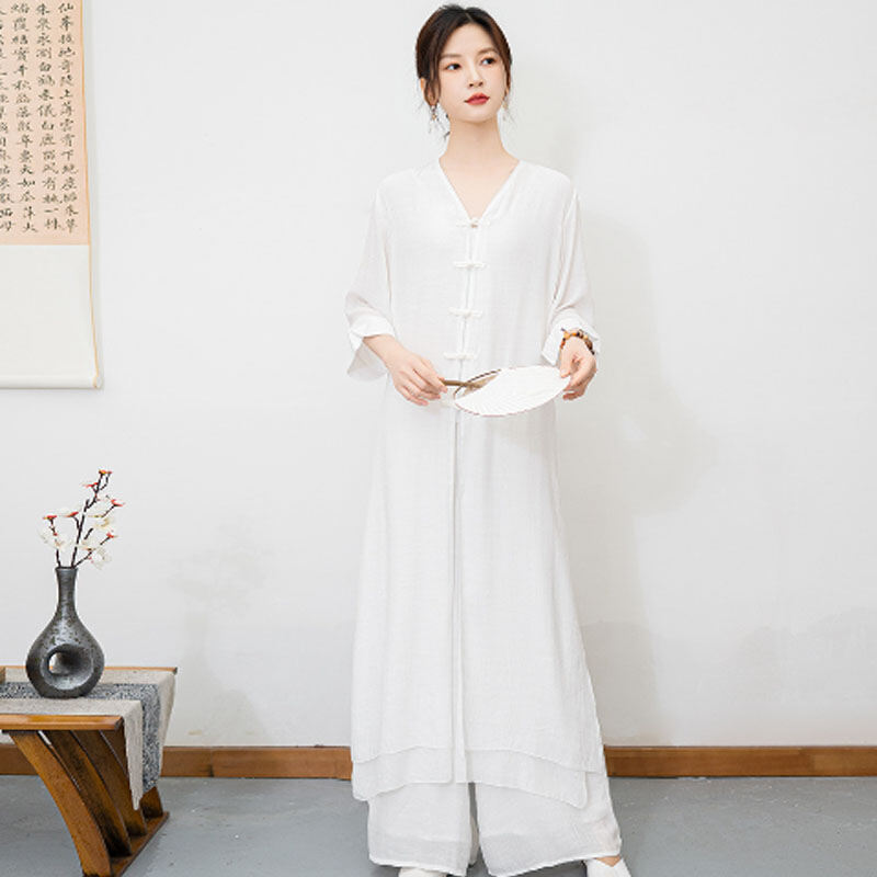 Bộ Đồ Thiền Nữ Phong Cách Trung Hoa Cổ Điển Cotton Mùa Hè 2023 Thiết Kế Giản Dị Cho Phụ Nữ Từ 18-25 Tuổi
