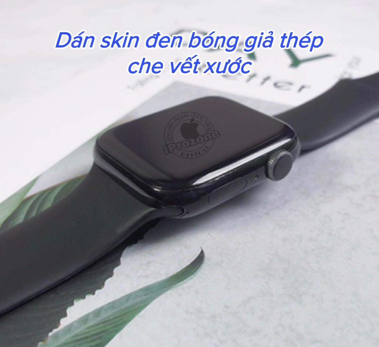 Dán skin đen bóng giả thép và nhiều màu cho iWatch series 1-2-3-4-5-6-SE-7 Che Vết Xước (Tự Dán dễ và đẹp )
