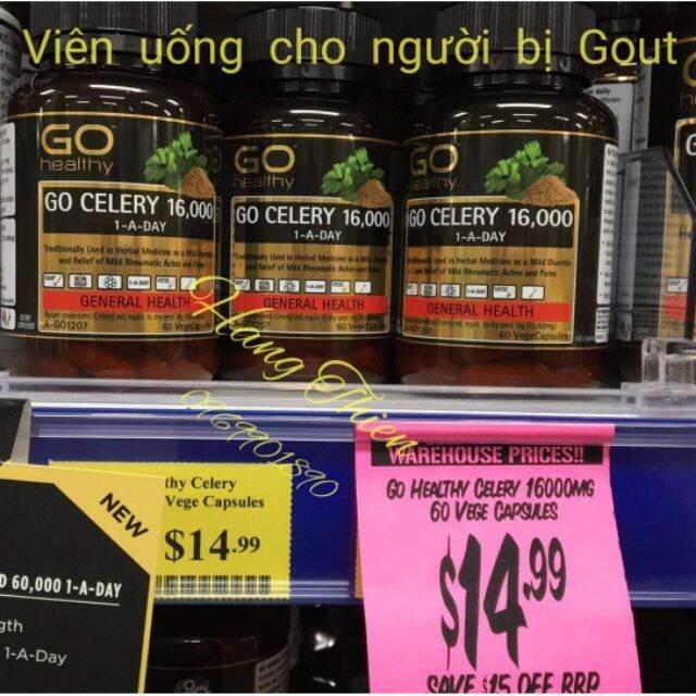 (Đủ bill) Viên hỗ trợ gout Go Healthy Go Celery 16000 _ 60v