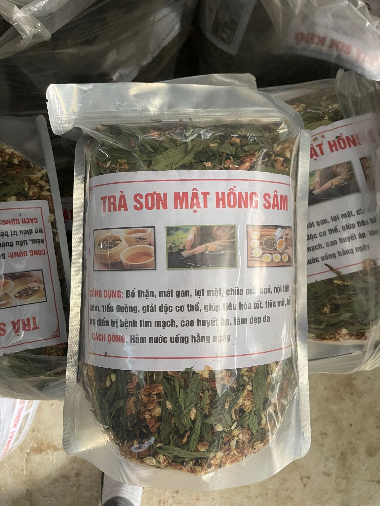 Trà Sơn mật Hồng sâm túi 1kg