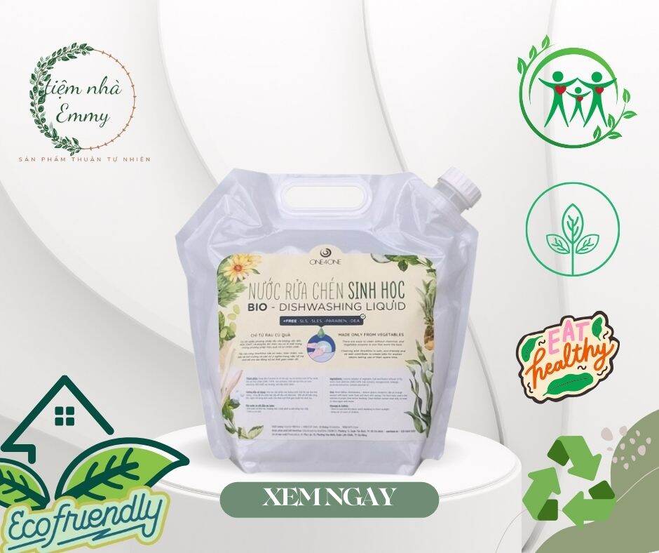 NƯỚC RỬA CHÉN SINH HỌC, Nước rửa chén sinh học lên men từ rau củ quả sạch và lành tính cho gia đình và thân thiện với môi trường. Dạng túi refill