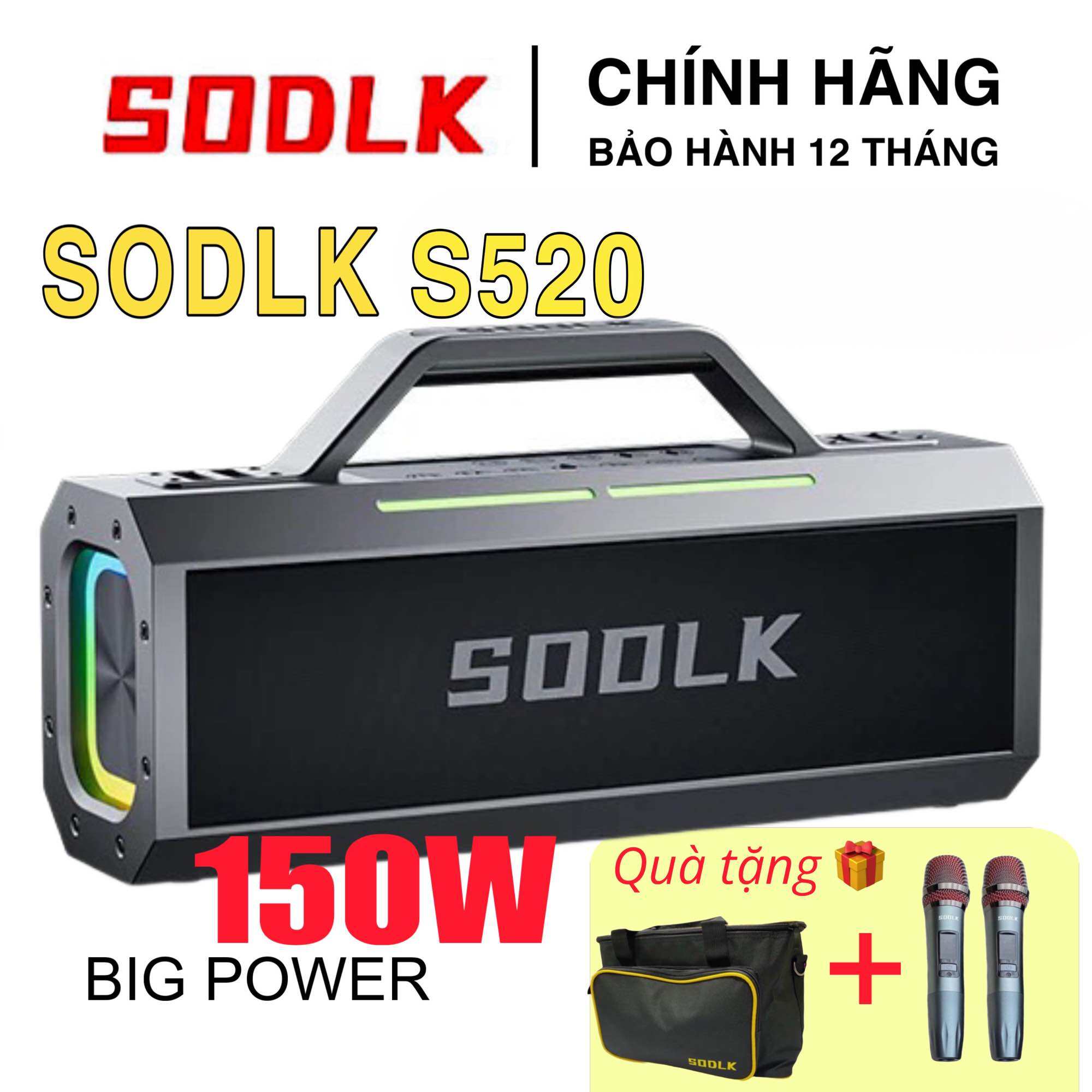 SODLK S520 CHÍNH HÃNG -[ BH 12 THÁNG] | LOA BLUETOOTH SODLK S520 KARAOKE 150W ( TẶNG TÚI DU LỊCH )