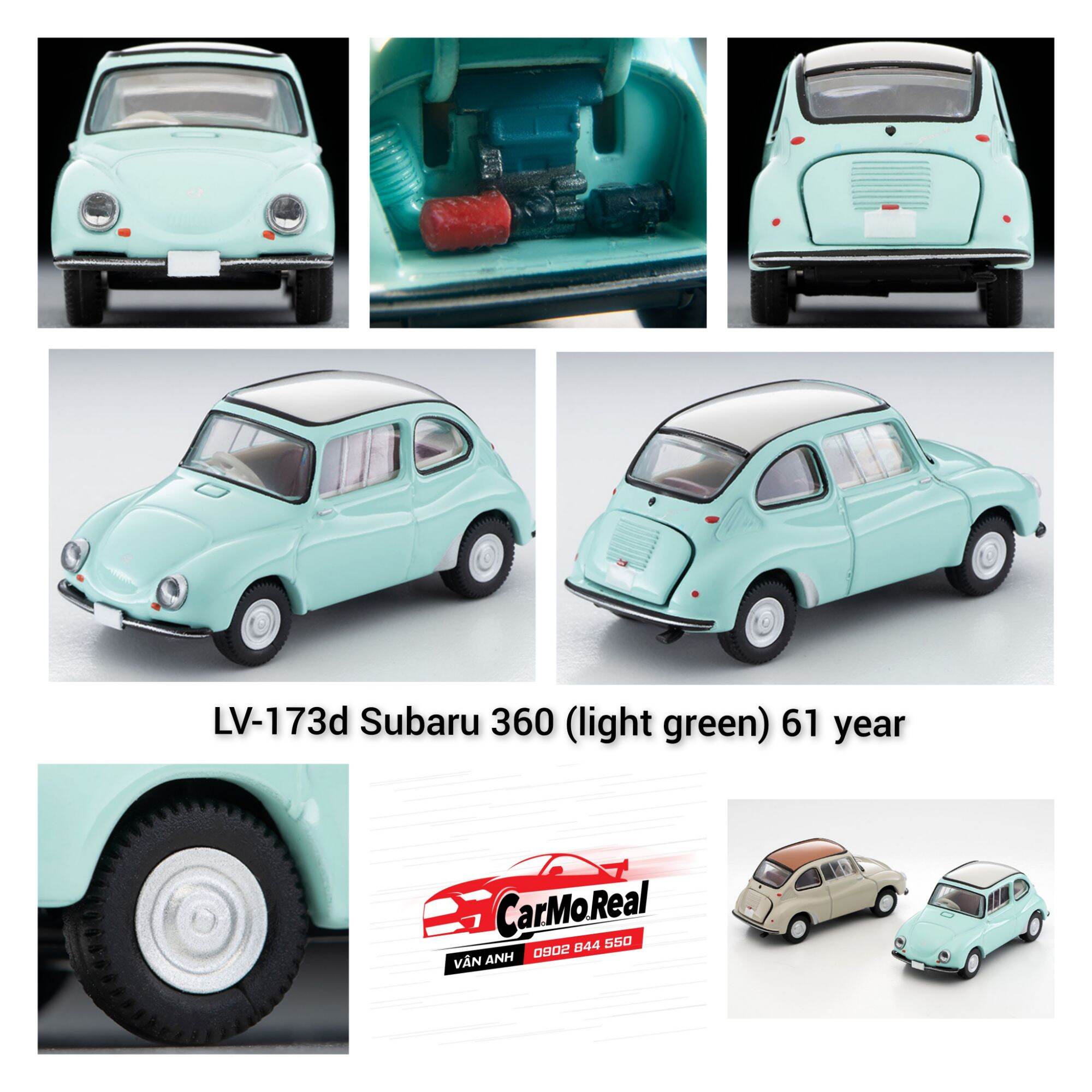 Xe Mô Hình Tĩnh Tomytec Minicar LV-173d Subaru 360 light green 61 year