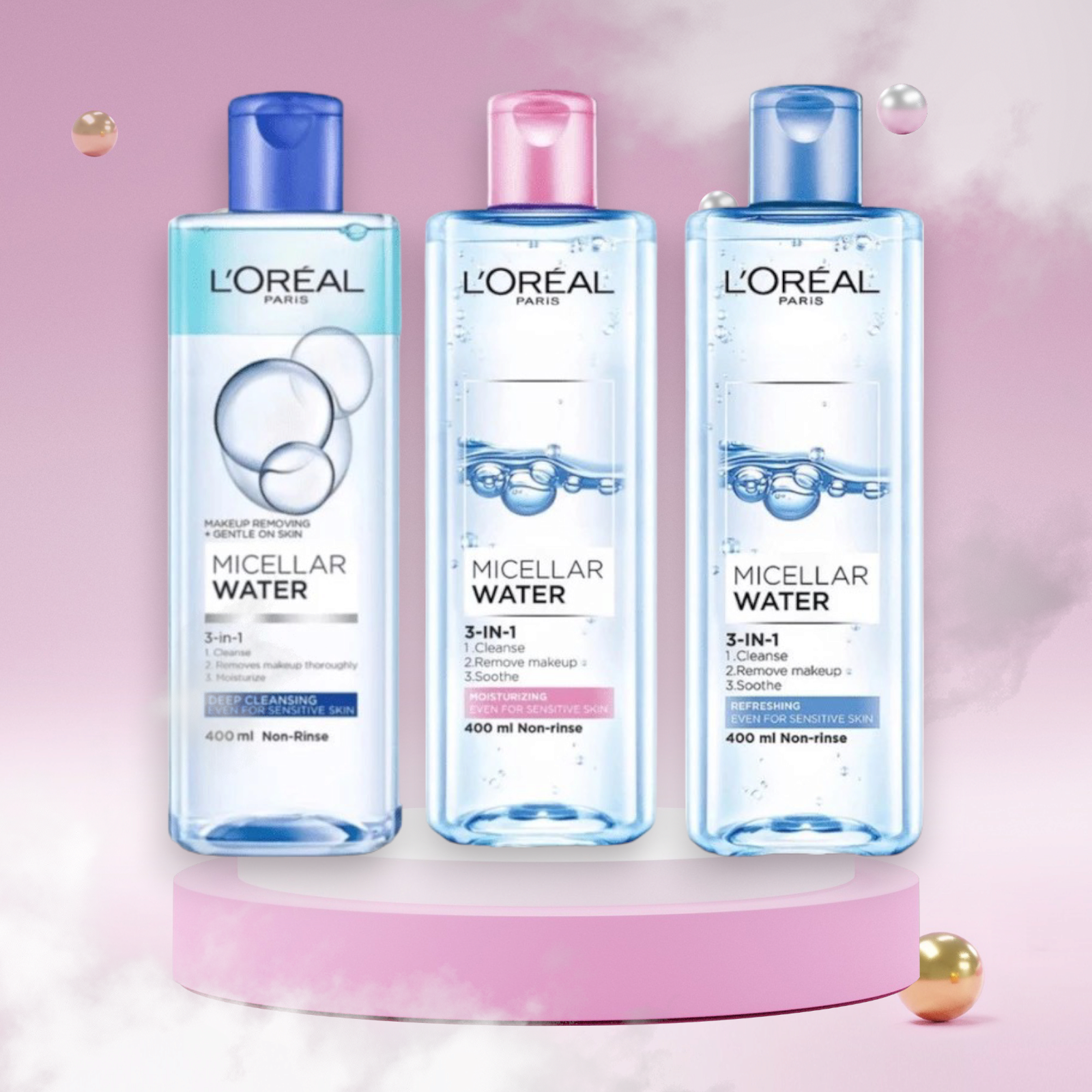 Nước tẩy trang Loreal - L'Oreal Paris 3-in-1 Micellar Water 400ml