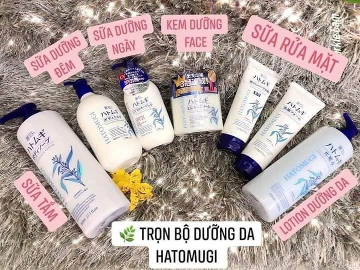 Bộ dưỡng da Hatomugi ý dĩ nội địa Nhật: Sữa rửa mặt, nước hoa hồng, xịt khoáng, sữa dưỡng, tẩy trang, kem dưỡng