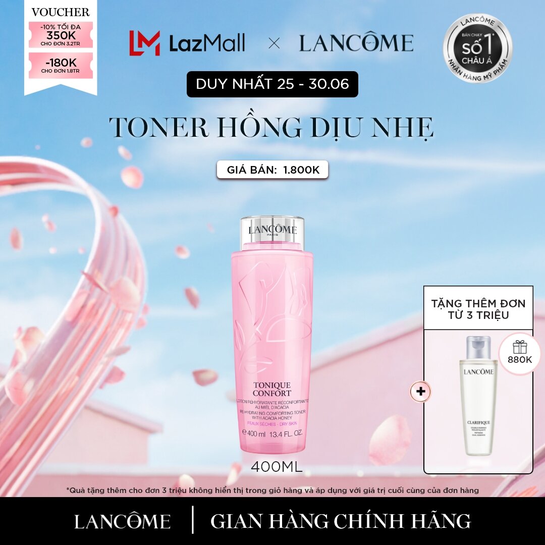 Nước cân bằng (Toner) độ ẩm dịu nhẹ Lancôme Tonique Confort 400ml - Chiết xuất từ mật ong [Quà khung giờ vàng không hiển thị trong giỏ]