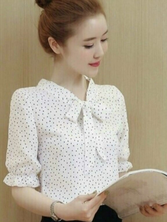 Áo kiểu nữ bi thắt nơ teen