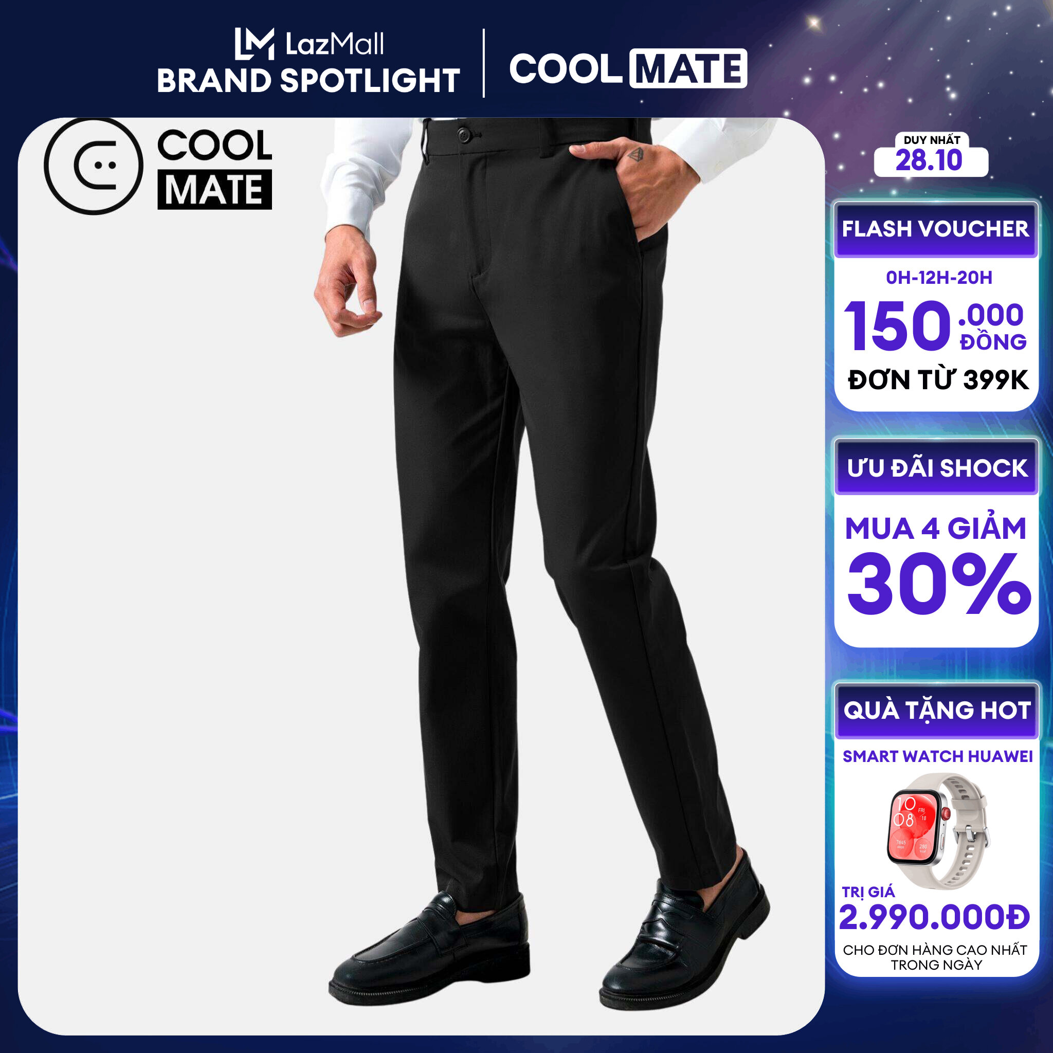 [DUY NHẤT 28.10 | MUA 3 GIẢM 30%]Quần dài nam Kaki Excool co giãn đàn hồi Coolmate