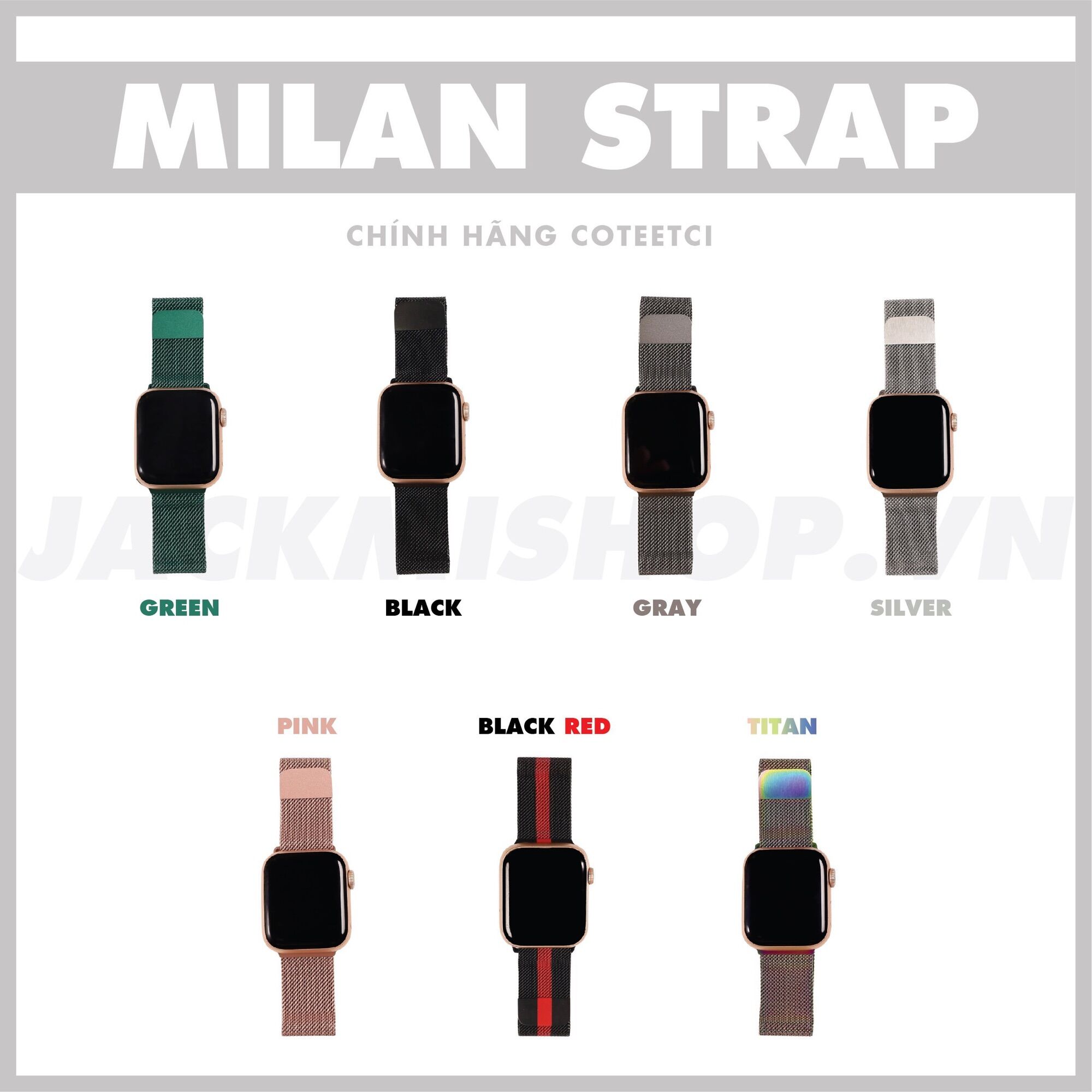 Dây milan thép chính hãng coteetci cho apple watch series 1=>6