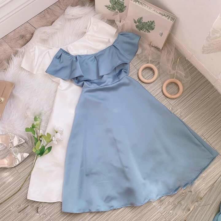 Đầm xòe trễ vai phối bèo quyến rũ