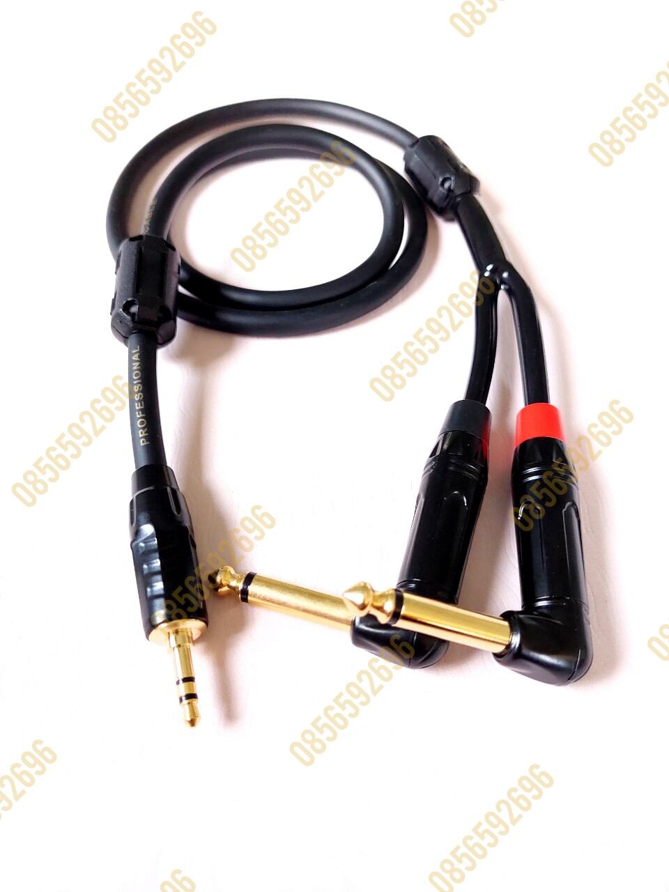 Dây tín hiệu jack 3.5 ly- 2 jack 6ly l, dài 1m