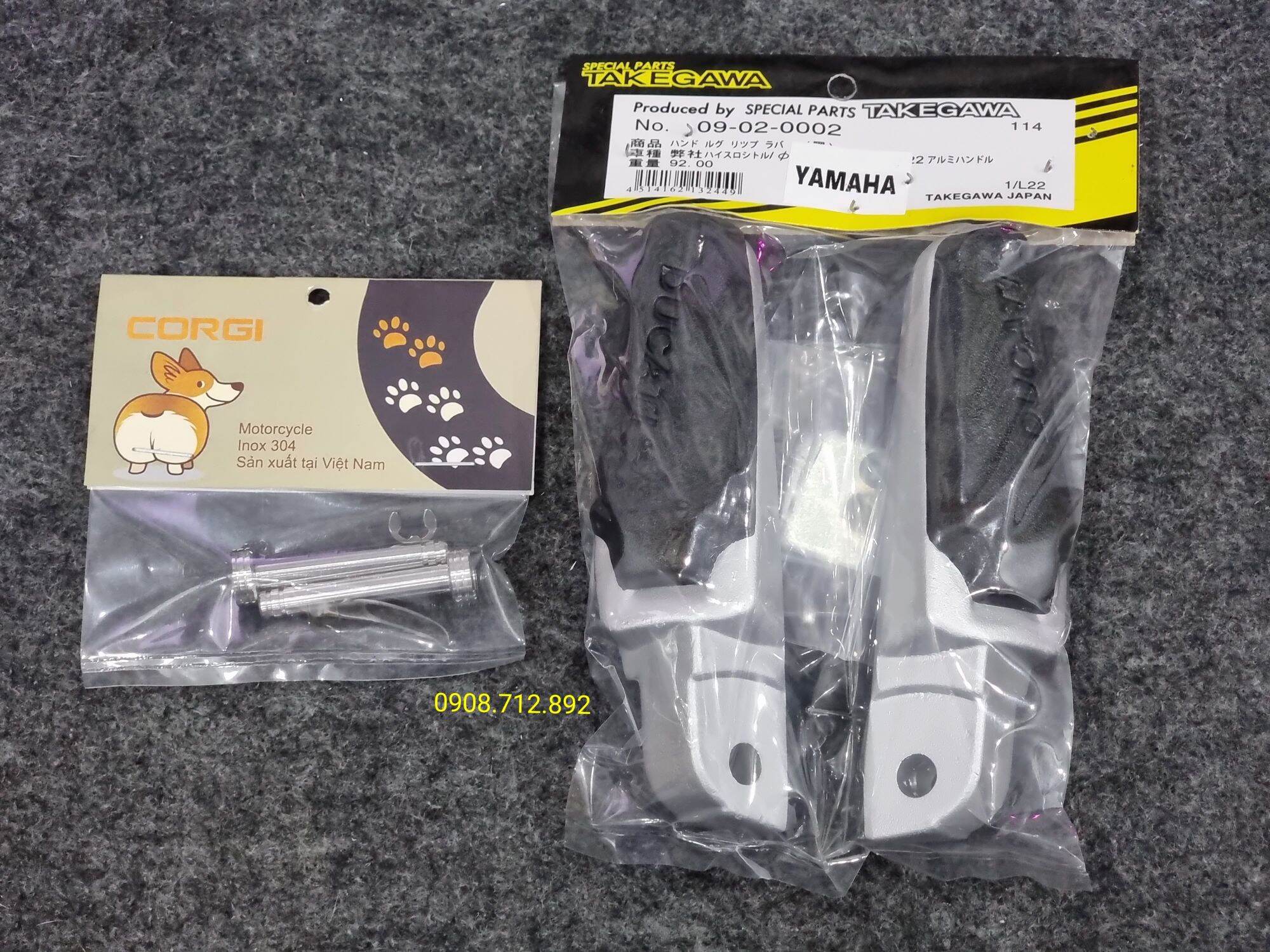 Bộ gác chân nhôm đệm cao su mẫu DCT gắn dòng xe yamaha và honda