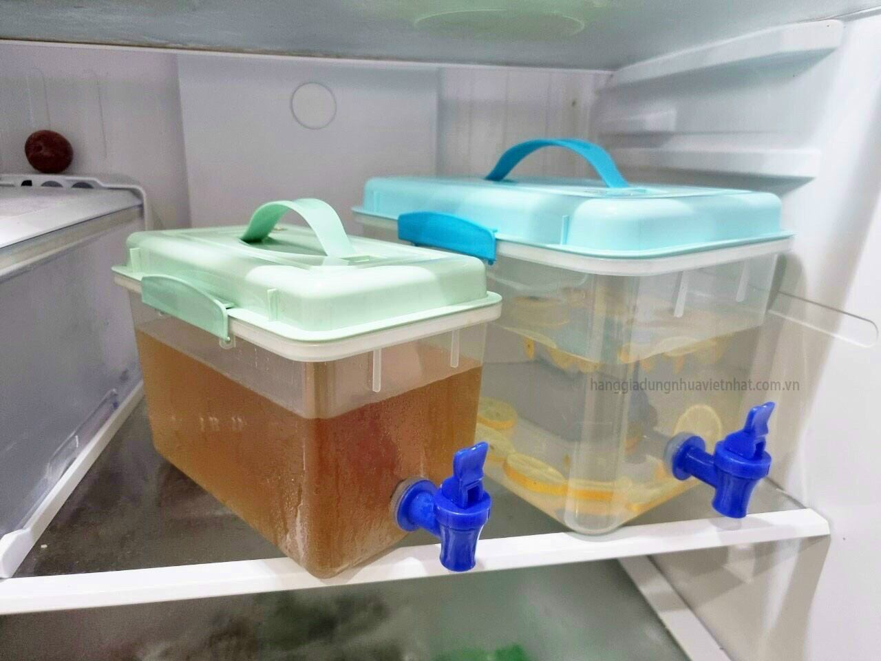 Bình đựng nước 2,5 lít và 5 lít Việt Nhật, bình đựng nước trái cây, đựng nước lọc có vòi để tủ lạnh