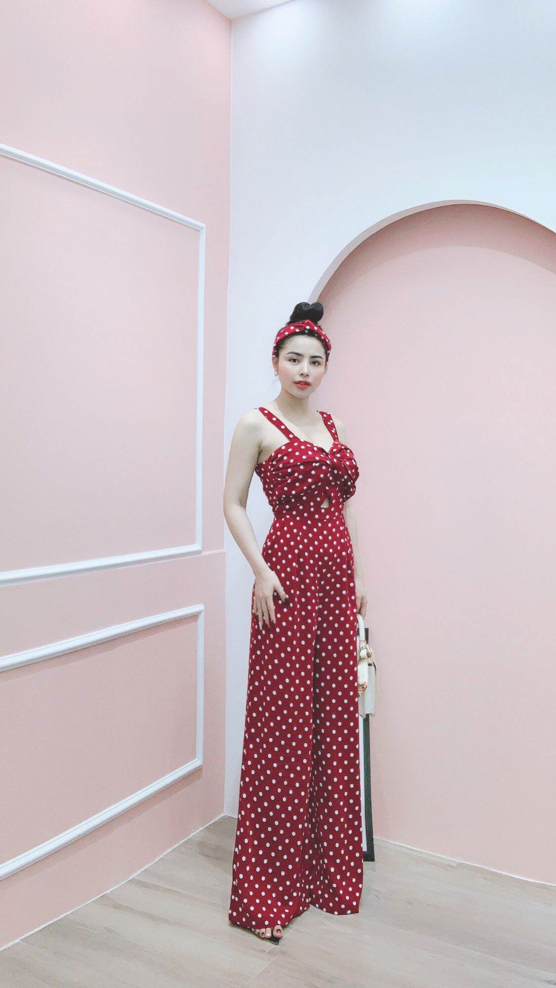 Jumsuit dài 2 dây xoắn ngực (có mút ngực)