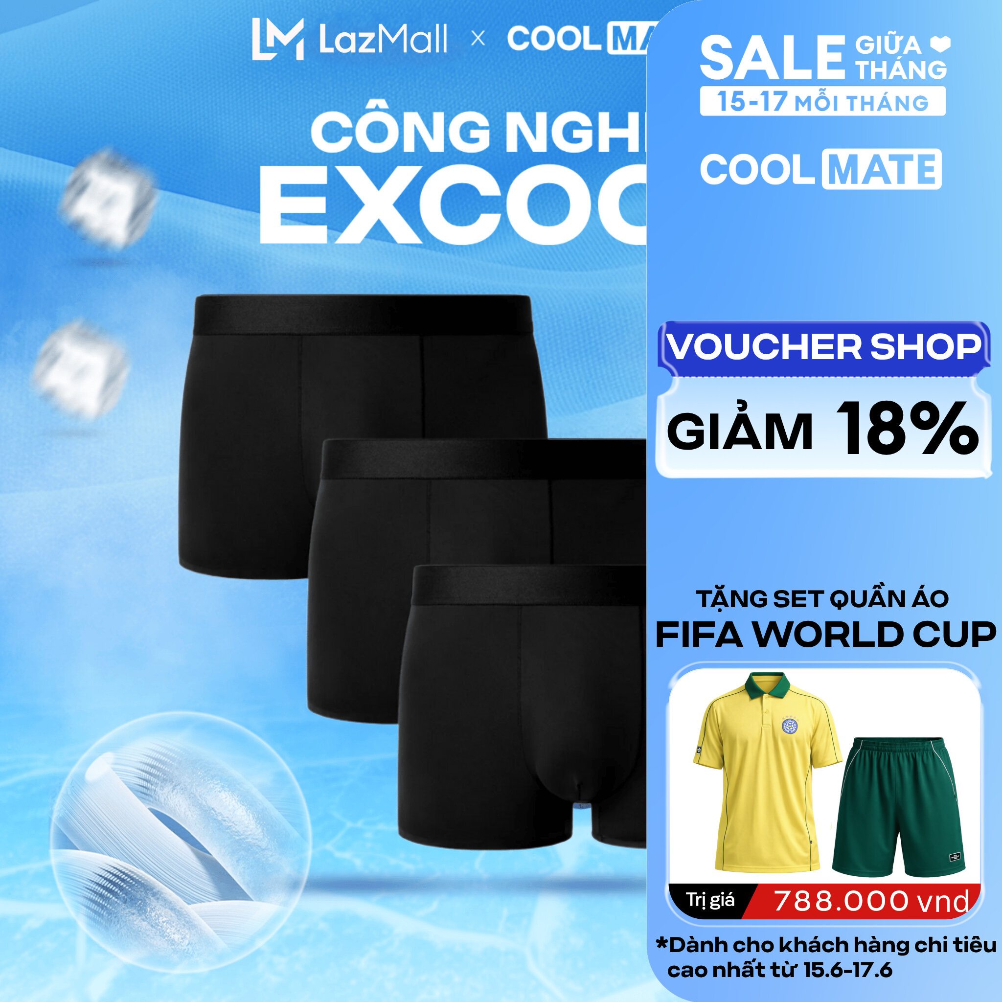 Combo 03 Quần lót nam Trunk Excool Microfiber Seamless (Không đường may) - Coolmate