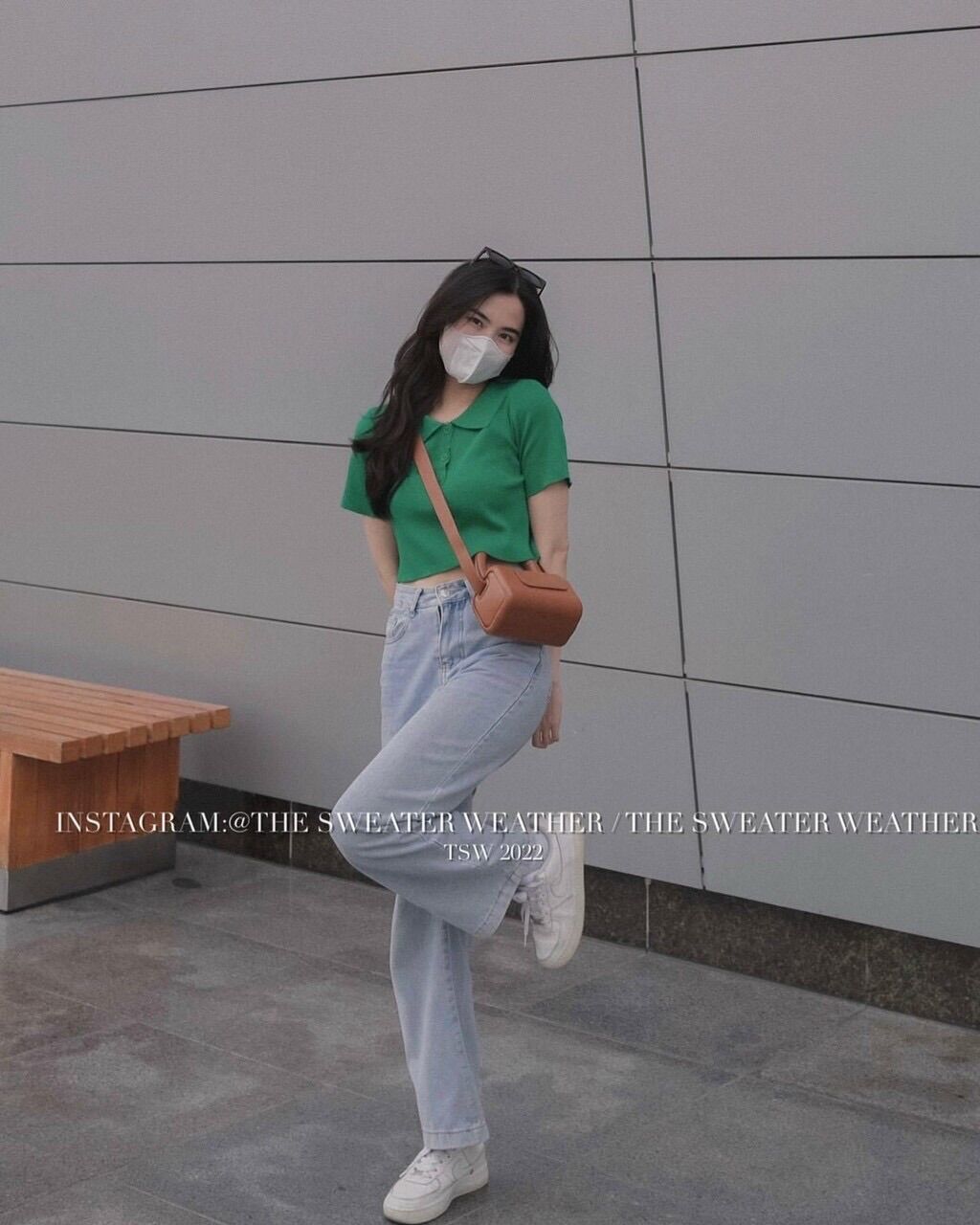 Áo len nữ cổ bẻ dáng croptop bo gấu bassic