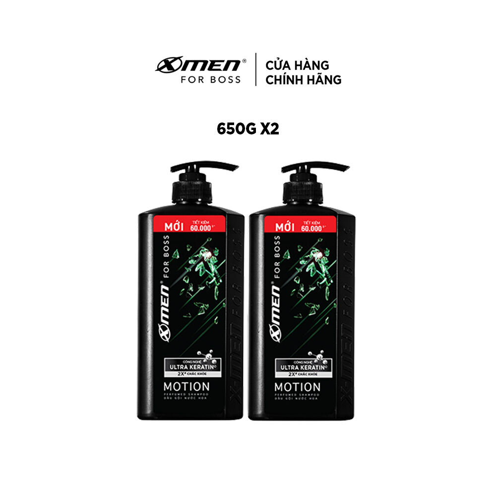 Combo 2 Dầu gội X-Men for Boss hương trầm đầy nội lực Motion với Ultra Keratin© mới 650g