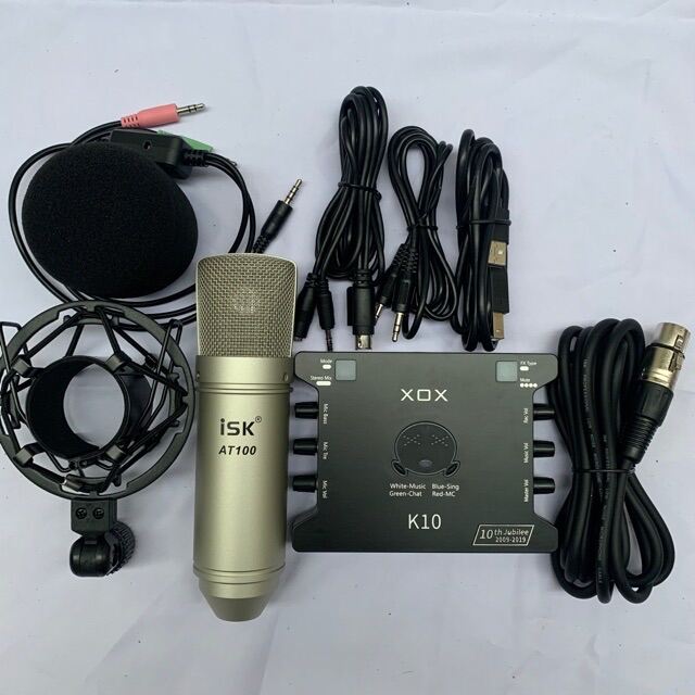 Bộ mic thu âm ISK AT100 Chính Hãng+Card xox k10 bản mới nhất