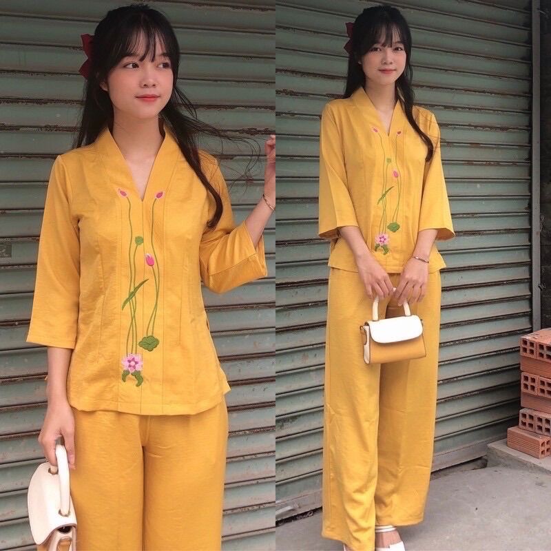 Đồ Lam Đi Chùa ✅ Bài Lai Thêu Sen
