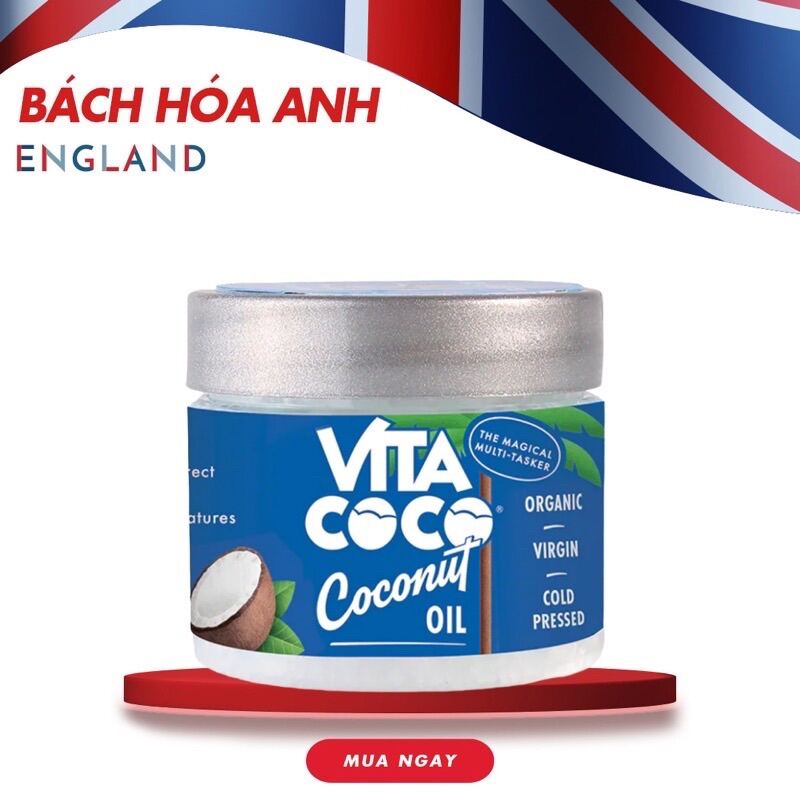 HÀNG CHUẨN ANH Dầu dừa hữu cơ nguyên chất ép lạnh Vita Coco Coconut Oil
