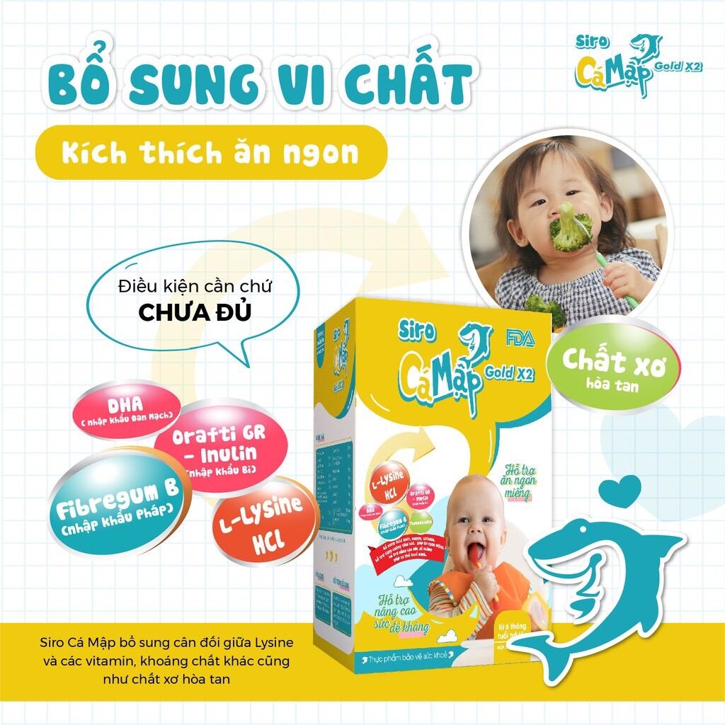 Siro Cá Mập Gold X2 giúp bé mau ăn chóng lớn