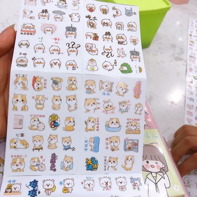 Sỉ khay 30 hộp dán sticker hình con vật ( hộp 12 tờ )