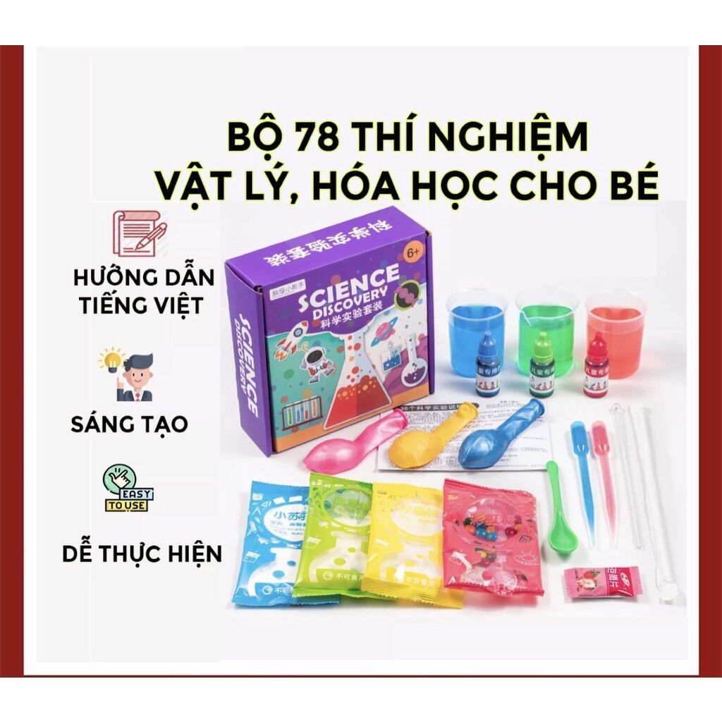 Bộ 78 thí nghiệm khoa học vật lý, hóa học cho trẻ em khám phá nguyên lý khoa học