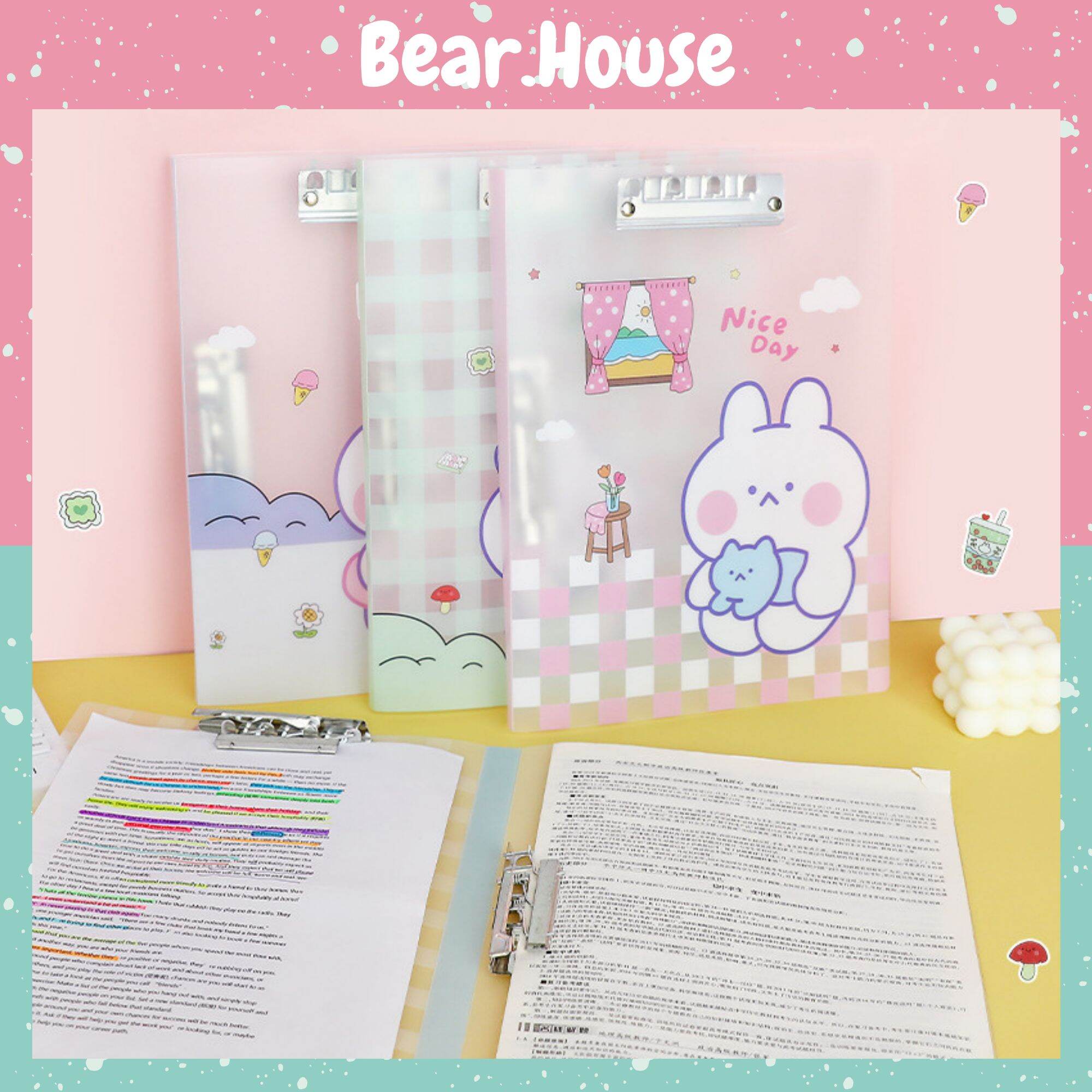 Bìa Kẹp Tài Liệu A4 2 Đầu Đứng - Ngang Trong Suốt Hoạt Tiết Hoạt Hình Dễ Thương Bear.House