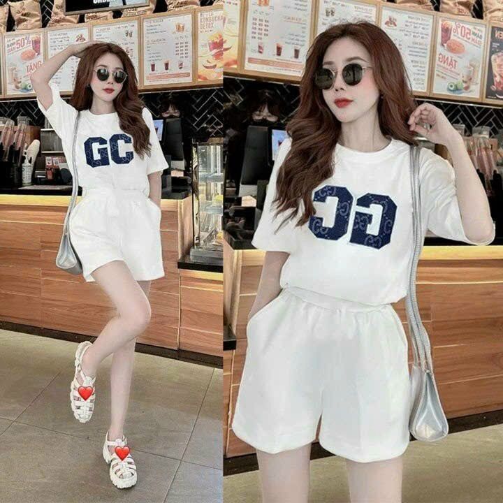 SÉT BỘ SHORT COTTON THÊU LÔ GÔ CAO CẤP