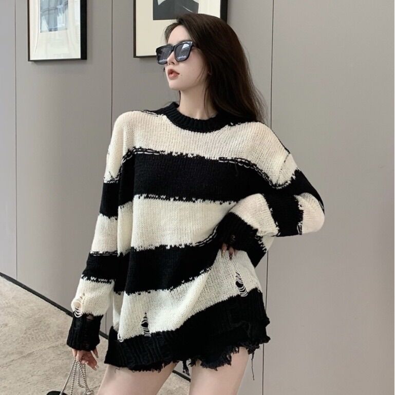 Áo len  kẻ ngang cute sang chảnh (kèm ảnh thật )