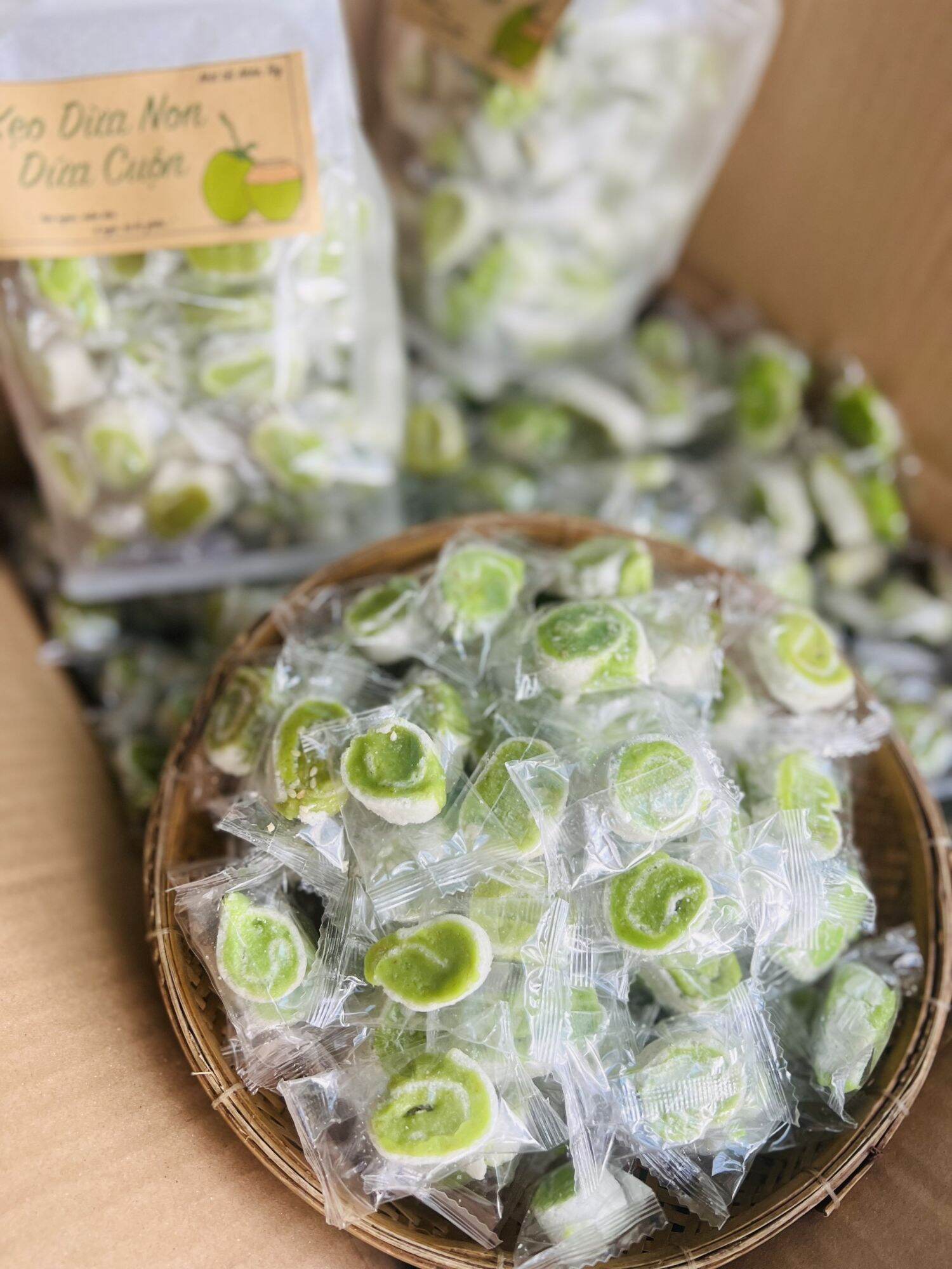 Kẹo dừa non lá dứa cuộn mini 500g