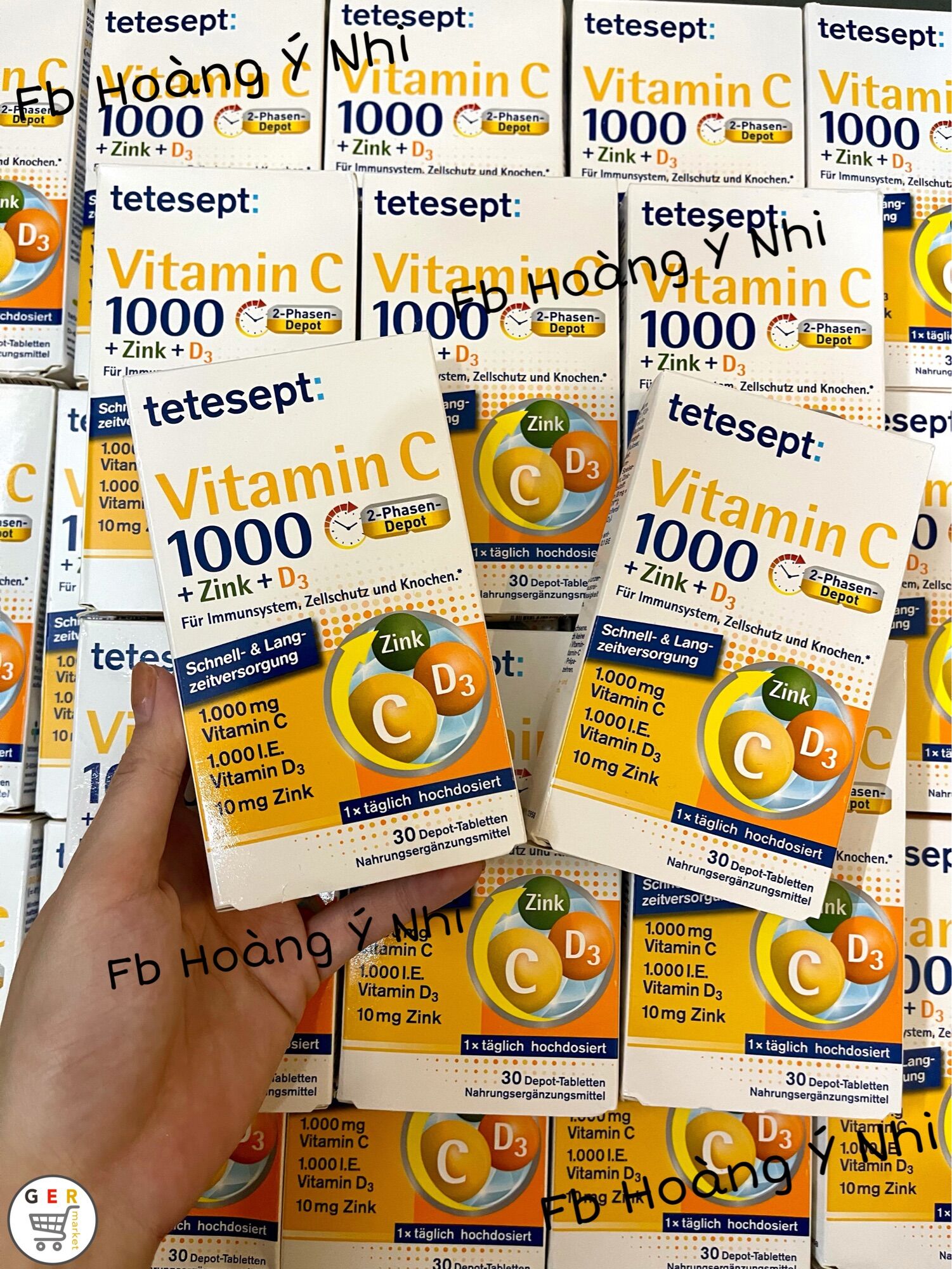 💥 Viên uống Vitamin C 1000 + Zink + D3 tetesept hàm lượng cao, tăng cường sức đề kháng, 30 viên